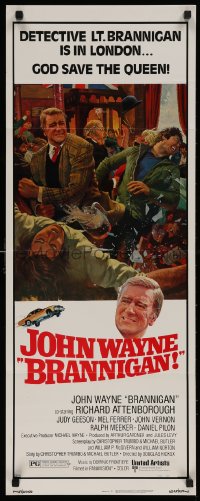 4f0634 BRANNIGAN insert 1975 great Robert McGinnis art of fighting John Wayne in England!