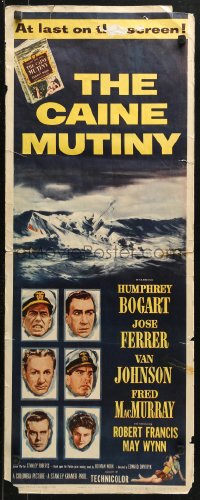 4f0639 CAINE MUTINY insert 1954 art of Humphrey Bogart, Jose Ferrer, Van Johnson & Fred MacMurray!