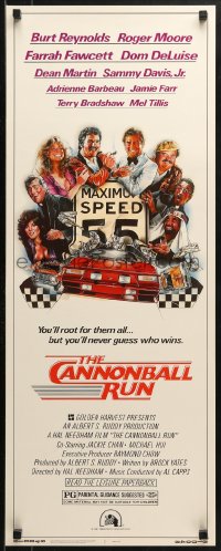 4f0641 CANNONBALL RUN insert 1981 Burt Reynolds, Farrah Fawcett, Drew Struzan car racing art!