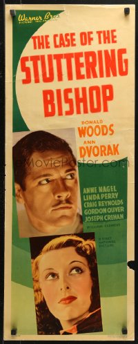 4f0644 CASE OF THE STUTTERING BISHOP insert 1937 Donald Woods as Perry Mason w/ Ann Dvorak, rare!