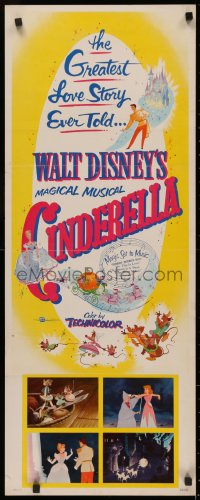 4f0648 CINDERELLA insert R1957 Disney's classic musical cartoon, the greatest love story ever told!