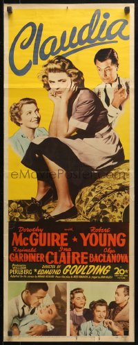 4f0649 CLAUDIA insert 1943 full-length Dorothy McGuire + Robert Young & Ina Claire!