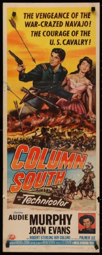 4f0651 COLUMN SOUTH insert 1953 cavalry man Audie Murphy against war-crazed Navajo!