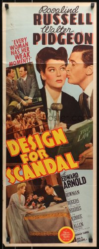 4f0658 DESIGN FOR SCANDAL insert 1941 great c/u of Walter Pidgeon kissing Rosalind Russell's cheek!