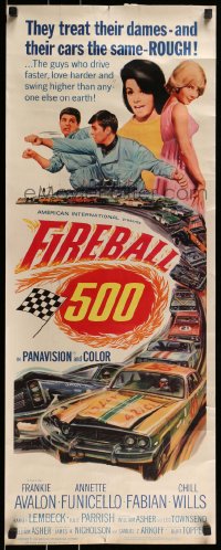 4f0670 FIREBALL 500 insert 1966 Frankie Avalon & sexy Annette Funicello, cool stock car racing art!