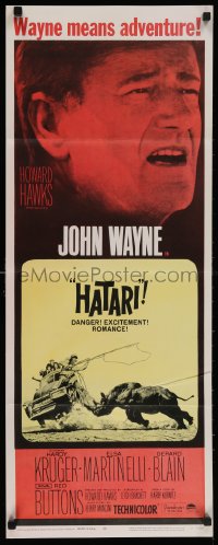 4f0692 HATARI insert R1967 Howard Hawks, great different headshot of John Wayne in Africa!