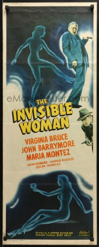 4f0710 INVISIBLE WOMAN insert R1948 different art of naked invisible Virginia Bruce & Barrymore!