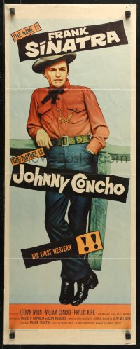 4f0715 JOHNNY CONCHO insert 1956 great full-length image cowboy Frank Sinatra in his first western!