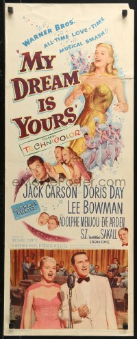 4f0743 MY DREAM IS YOURS insert 1949 Jack Carson, Doris Day, Lee Bowman, Adolphe Menjou!