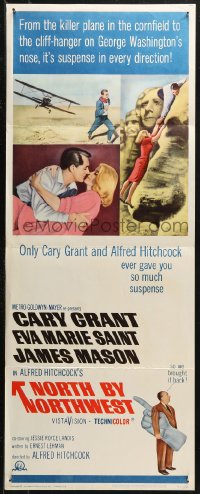 4f0748 NORTH BY NORTHWEST insert R1966 Cary Grant, Eva Marie Saint, Alfred Hitchcock classic!