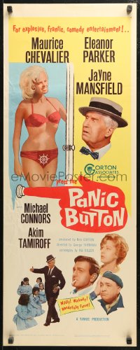 4f0757 PANIC BUTTON insert 1964 Maurice Chevalier, sexy Jayne Mansfield in bikini!