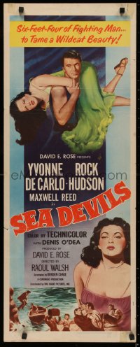 4f0794 SEA DEVILS insert 1953 Rock Hudson is six-feet-four of fighting man taming Yvonne De Carlo!