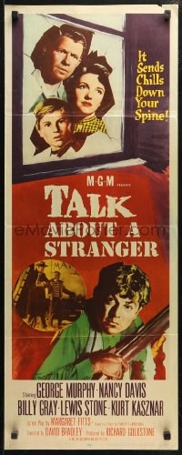 4f0820 TALK ABOUT A STRANGER insert 1952 George Murphy, Nancy Davis, chilling film noir!