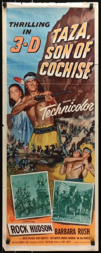 4f0823 TAZA SON OF COCHISE 3D insert 1954 3-D, art of Native American Indian Rock Hudson with rifle!
