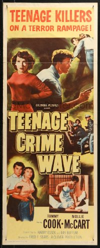 4f0825 TEEN-AGE CRIME WAVE insert 1955 bad girls & guns, shocking drama of today's teenage terror!