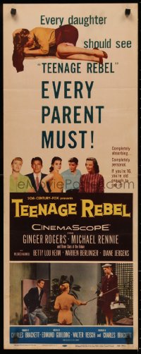 4f0826 TEENAGE REBEL insert 1956 Rennie sends daughter to mom Ginger Rogers so he can have fun!