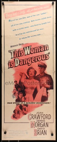 4f0828 THIS WOMAN IS DANGEROUS insert 1952 Joan Crawford was every inch a lady!