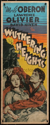 4f0858 WUTHERING HEIGHTS Other Company insert 1939 different art of Olivier & Merle Oberon, very rare!