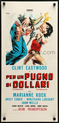 4f0565 FISTFUL OF DOLLARS Italian locandina R1970s Sergio Leone classic, Tealdi art of Clint Eastwood!