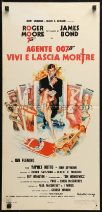 4f0582 LIVE & LET DIE Italian locandina R1970s completely different art of Roger Moore as James Bond!