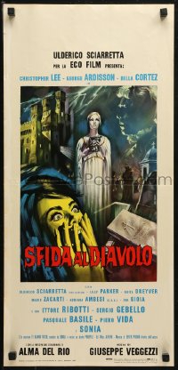 4f0595 SFIDA AL DIAVOLO Italian locandina 1965 cool horror artwork of screaming woman!