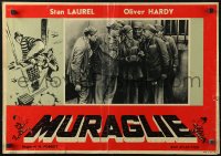 4f0526 PARDON US Italian 19x27 pbusta R1940s different image of convicts Stan Laurel & Oliver Hardy!