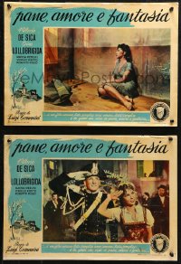 4f0507 BREAD, LOVE & DREAMS group of 2 Italian 14x20 pbustas 1954 Gina Lollobrigida & De Sica!