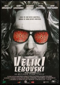 4f0260 BIG LEBOWSKI Yugoslavian 19x27 1998 Coen Bros, image of Jeff Bridges in psychedelic shades!
