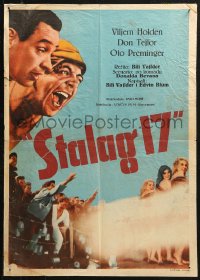 4f0300 STALAG 17 Yugoslavian 20x28 1953 William Holden, Robert Strauss, Billy Wilder directed WWII POW classic!