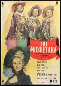 4f0301 THREE MUSKETEERS Yugoslavian 19x26 1948 Lana Turner, Gene Kelly, June Allyson, Lehner art!