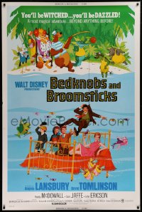 4g0100 BEDKNOBS & BROOMSTICKS 40x60 1971 Walt Disney, Angela Lansbury, great cartoon art!