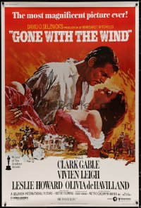 4g0110 GONE WITH THE WIND 40x60 R1980s Terpning art of Gable & Leigh over Burning Atlanta!