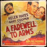 4g0344 FAREWELL TO ARMS 6sh 1932 art of Gary Cooper, Helen Hayes and Adolphe Menjou, ultra rare!