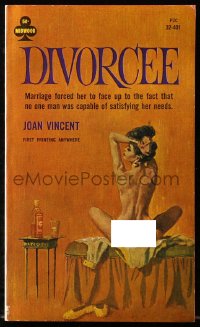 4g0468 DIVORCEE paperback book 1964 no one man was capable of satisfying her needs!