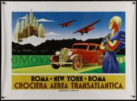 4g0137 CROCIERA AEREA TRANSATLANTICA 38x51 Italian commercial poster 1970s New York skyline!