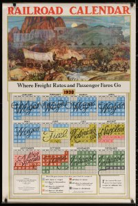 4g0190 EASTERN RAILROAD calendar 1938 Charles Shepard Chapman art of pioneer wagon train!