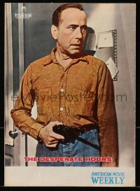 4g0877 DESPERATE HOURS Japanese program 1956 c/u of Humphrey Bogart with gun, William Wyler!