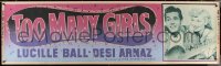 4g0213 TOO MANY GIRLS paper banner R1952 different image of Lucille Ball & Desi Arnaz together!