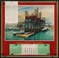 4g0192 PENNSYLVANIA RAILROAD calendar 1956 Grif Teller shipyard art, world's greatest highway!