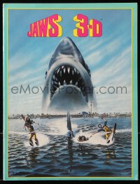 4g1315 JAWS 3-D souvenir program book 1983 Gary Meyer shark artwork, the third dimension is terror!