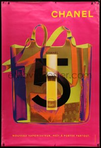 4g0164 CHANEL DS 47x69 French advertising poster 2000s image of shopping bag w/ pink background!