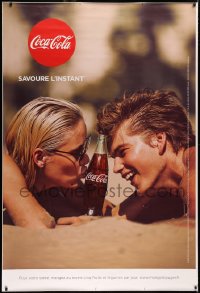 4g0168 COCA-COLA DS 47x69 French advertising poster 2016 couple on beach - she's kissing the bottle!