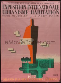 4g0147 EXPOSITION INTERNATIONALE URBANISME HABITATION 47x63 French special poster 1947 Colin!