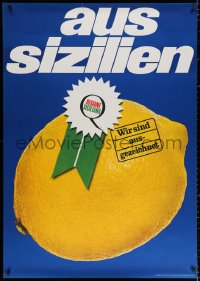 4g0171 FROM SICILY 36x50 Italian advertising poster 1960s close-up image of a lemon w/ribbon!