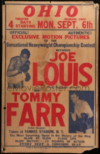 4g0424 JOE LOUIS & TOMMY FARR 17x27 special poster 1939 the legendary champion at Yankee Stadium!