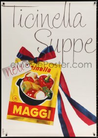 4g0176 MAGGI 36x50 Swiss advertising poster 1960 Looser art of the seasoning with ribbon attached!