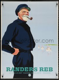4g0430 RANDERS REB 24x33 Danish advertising poster 1949 great art of sailor smoking pipe!