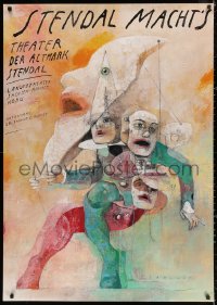4g0083 STENDAL MACHT'S 33x47 German stage poster 1990s wild Wiktor Sadowski art of clowns!