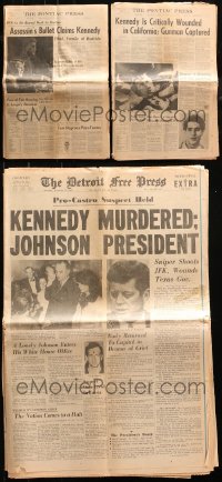 4h0433 LOT OF 3 KENNEDY ASSASSINATION NEWSPAPERS 1963 & 1968 John & Robert were murdered!