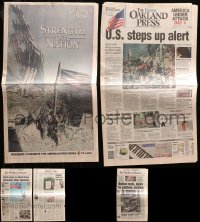 4h0432 LOT OF 5 HISTORIC 9/11 RELATED NEWSPAPERS 2001 how the nation reacted to September 11!